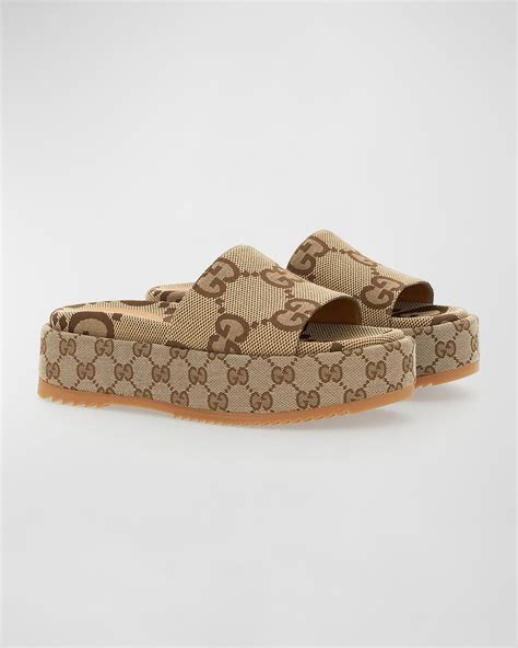 gucci harald platform slide sandal|Gucci angelina canvas platform sandals.